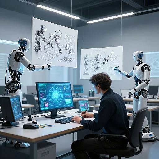 Cybernetic Artist's Futuristic Studio