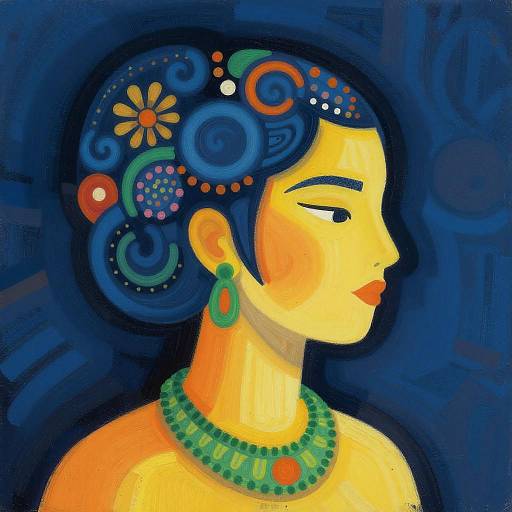 Vibrant Abstract Profile with Floral Elements