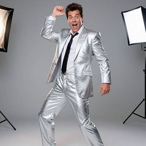 Zoolander-Inspired Silver Suit Portrait