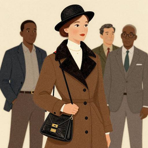 Stylish Woman with Two Men Illustration