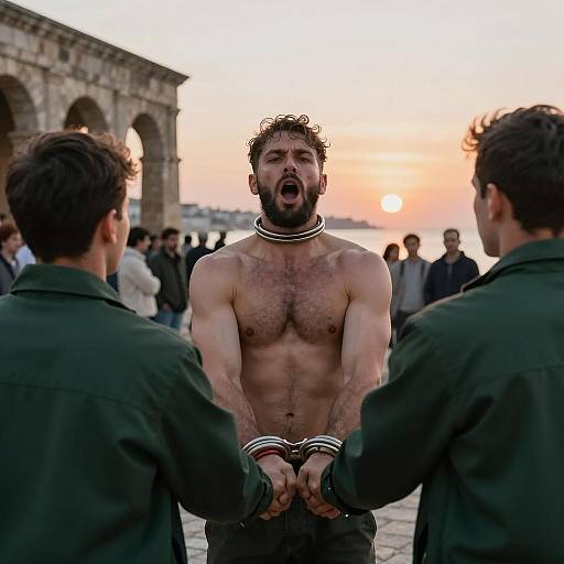 Striking Scene of Restraint at Sunset