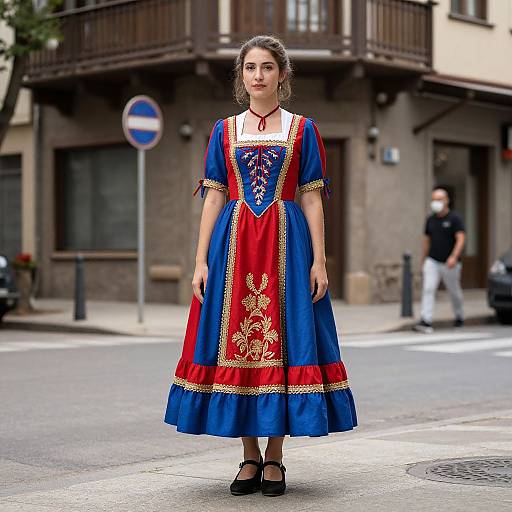 Woman in Traditional Fustanella Dress