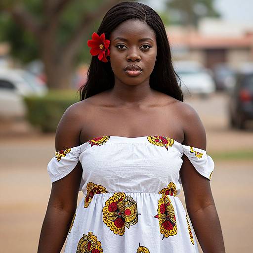 Elegant African Woman in White Dress
