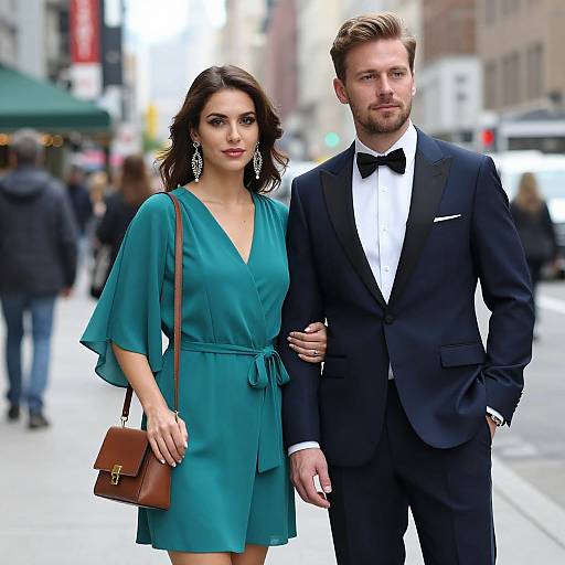 Elegant Couple Posing in Urban Street