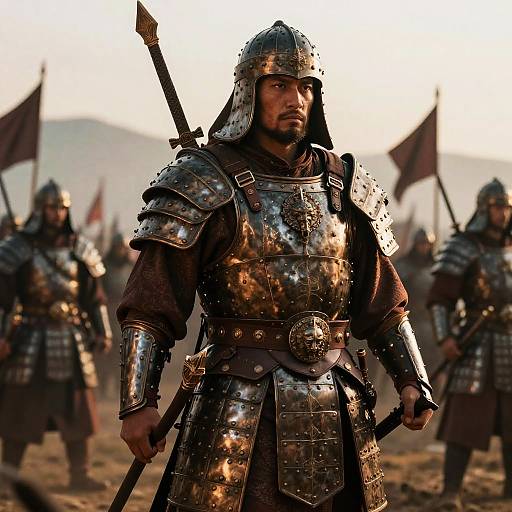 Photorealistic Ancient Warrior at Dawn