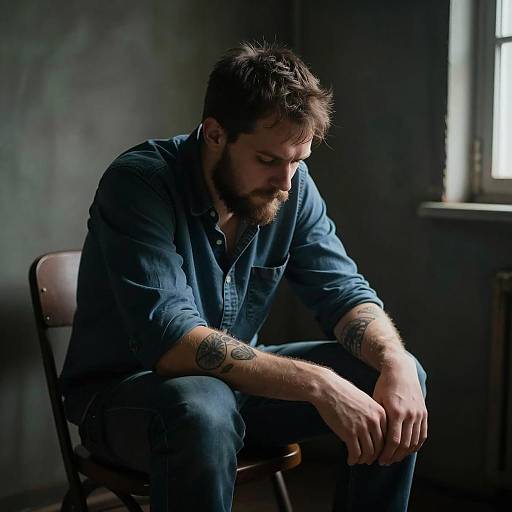 Gritty Portrait of a Contemplative Man