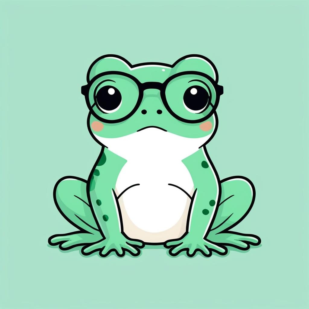 Adorable Kawaii Frog with Glasses