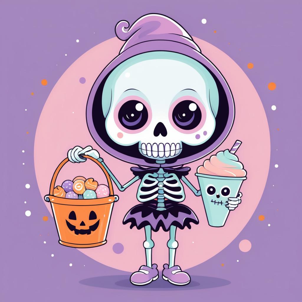 Cheerful Skeleton Halloween Illustration