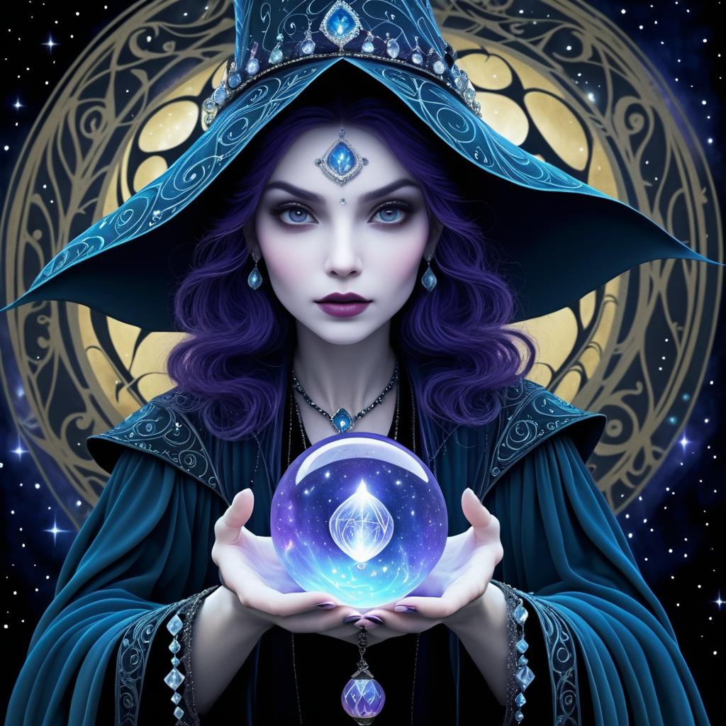 Whimsical Sorceress with Crystal Orb