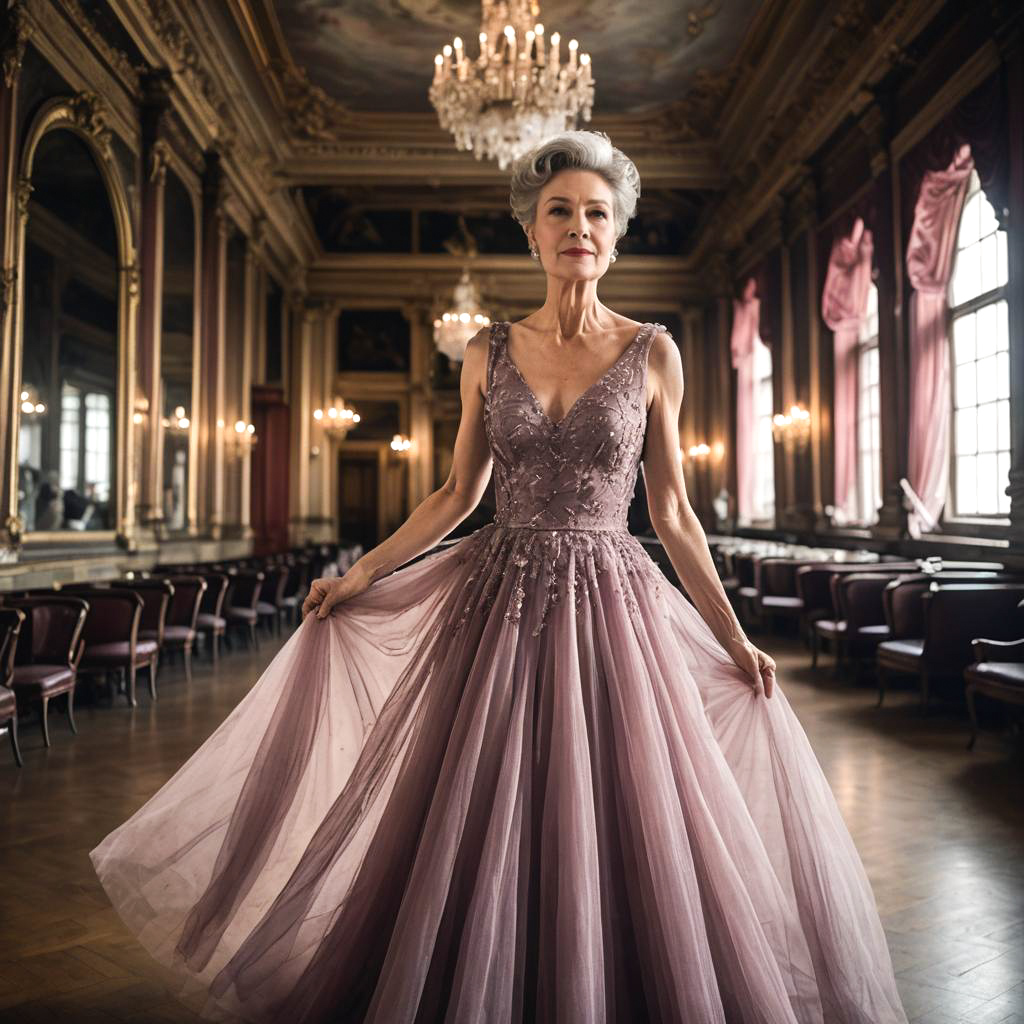 Elegant Evening Gown in Vintage Opera House