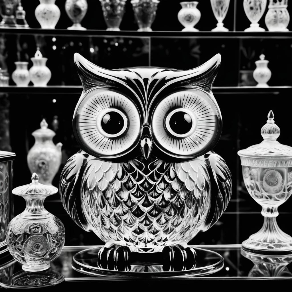 Whimsical Glass Owl in Antique Shop