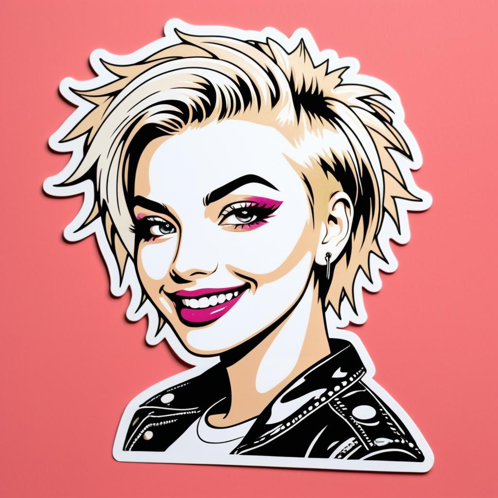 Punk Rock Woman Die-Cut Sticker Illustration