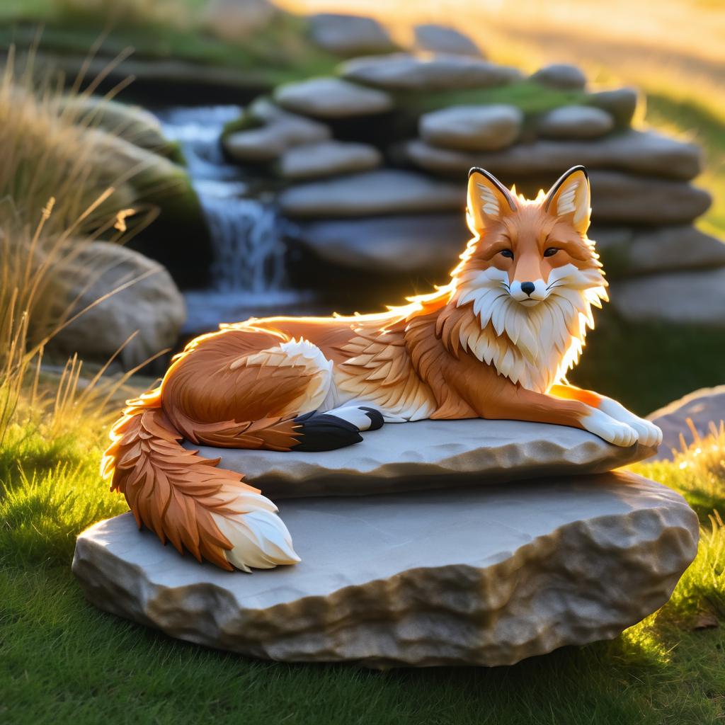 Classical Sleepy Fox on Sunlit Rock