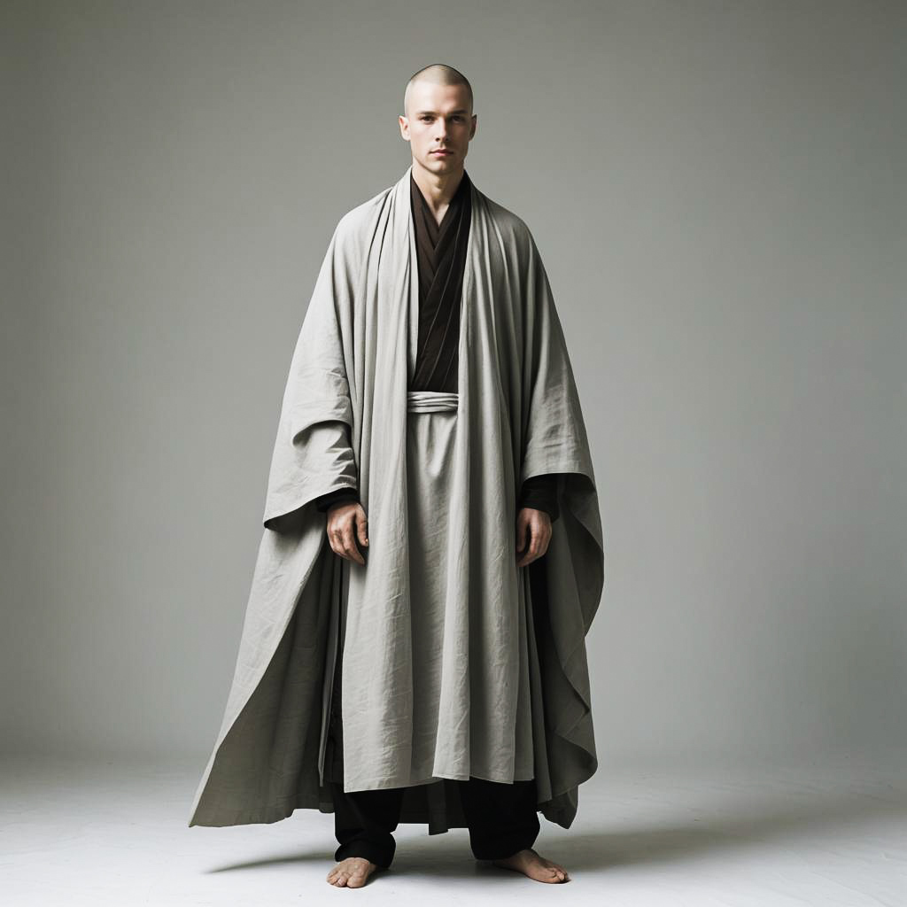 Meditative Monk in Druid Outfit Photo-shoot