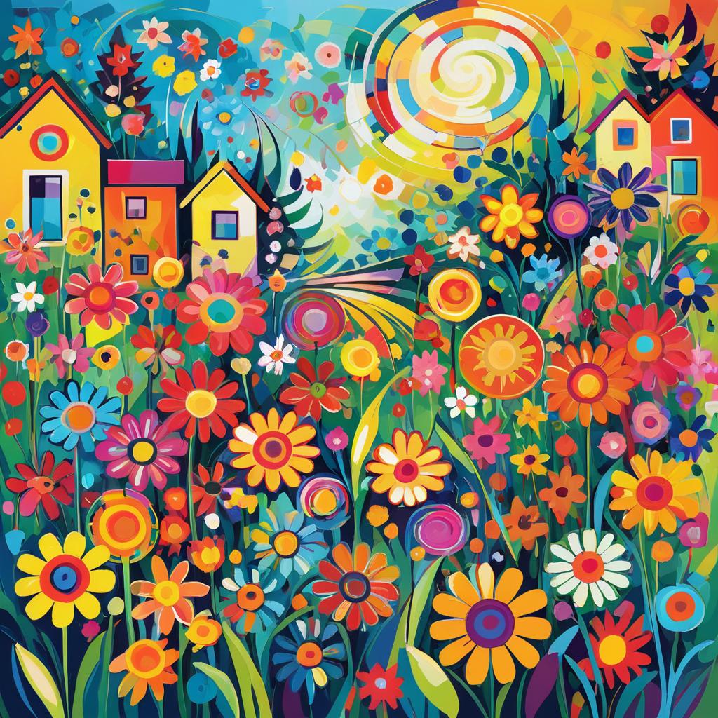 Vibrant Kandinsky-Inspired Flower Garden