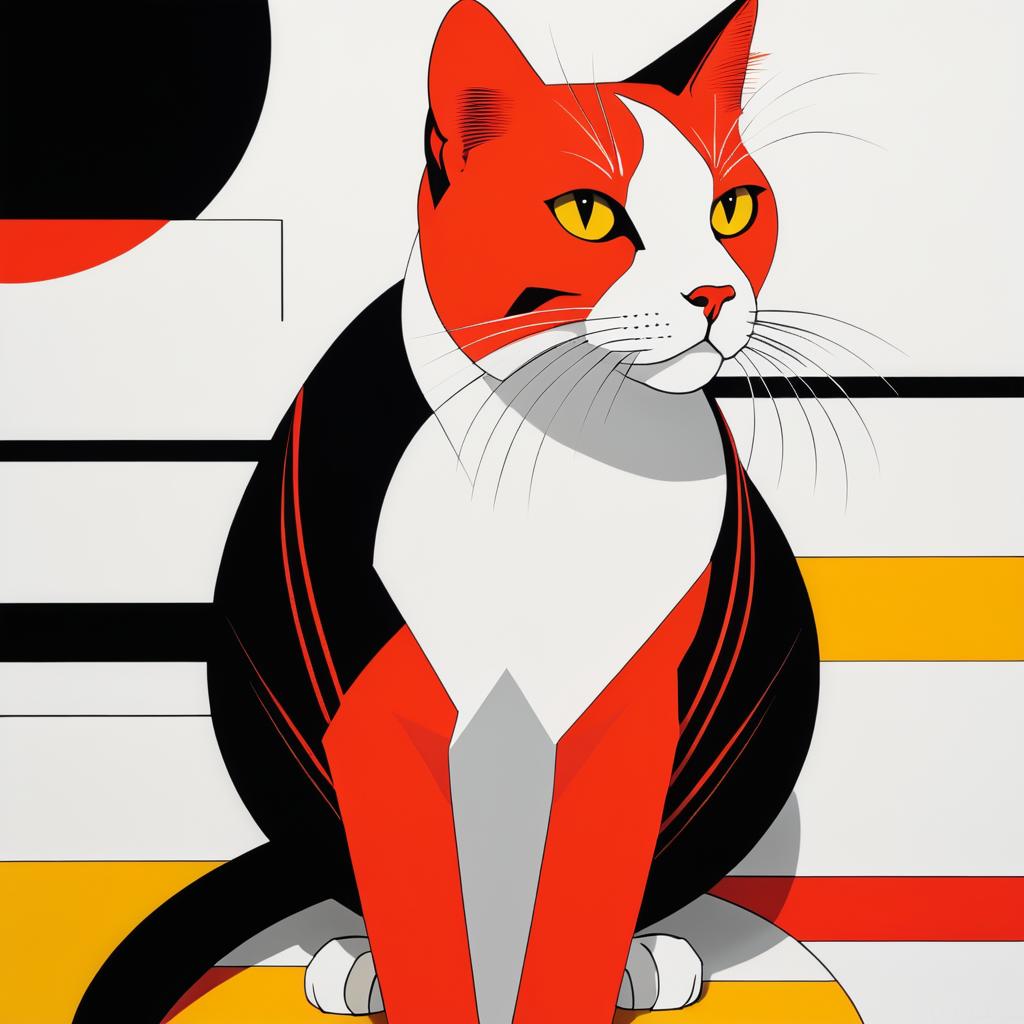 Minimalist Cat Design in Nagel Style