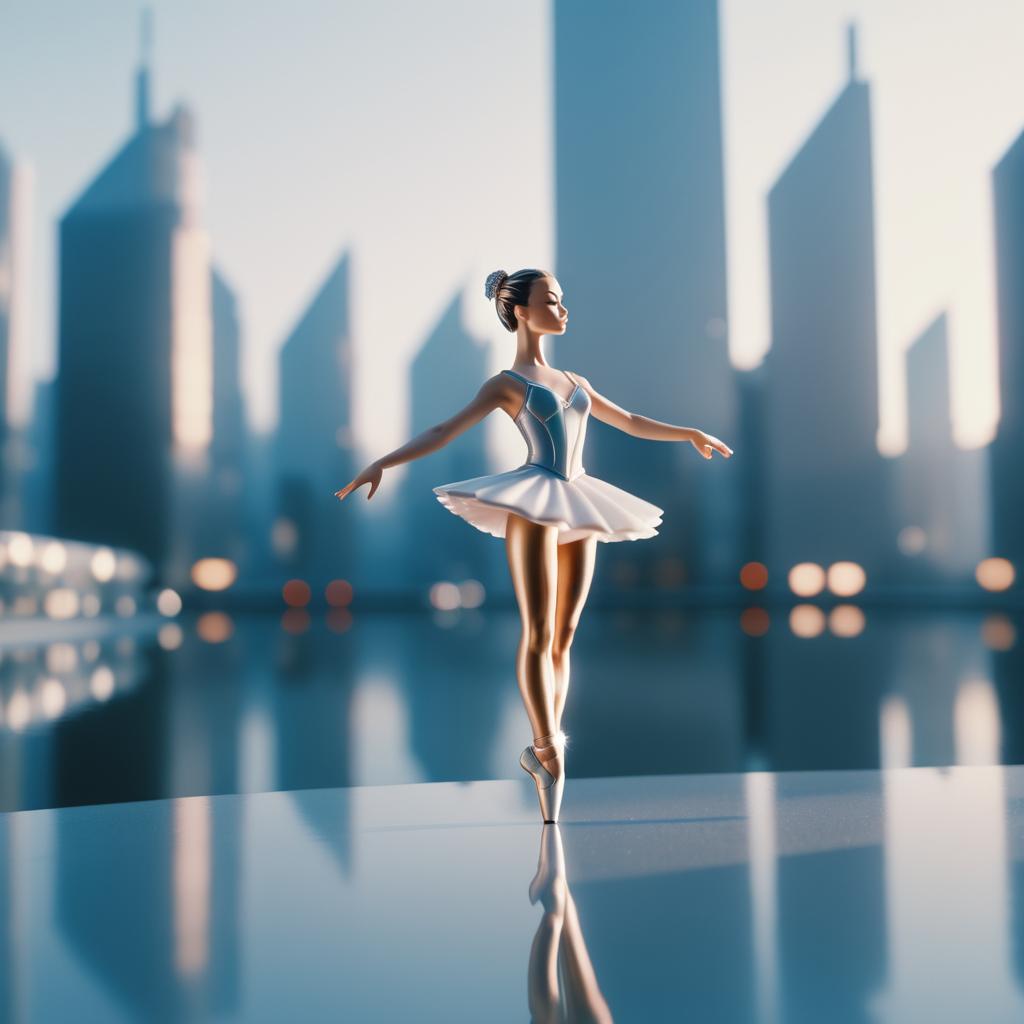 Futuristic City Skyline with Ballerina