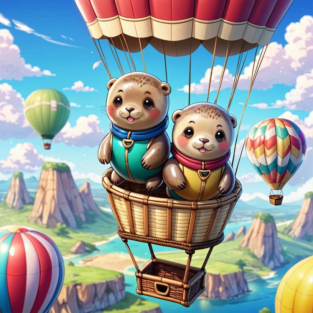 Adorable Seals in a Balloon Adventure