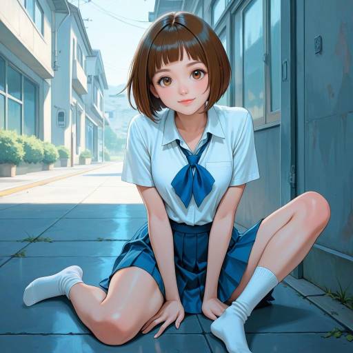 Cheerful School Girl in Uniform