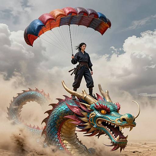 Female Ninja on Dragon Head