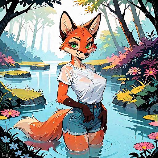 Furry Anthro Fox by the River