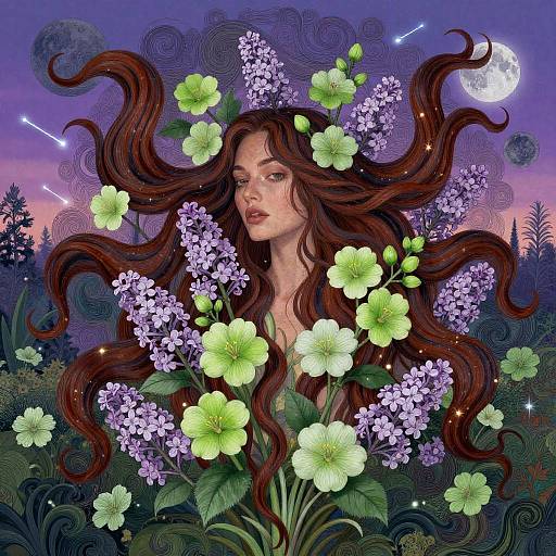 Surreal Mystical Woman in Fantasy Garden