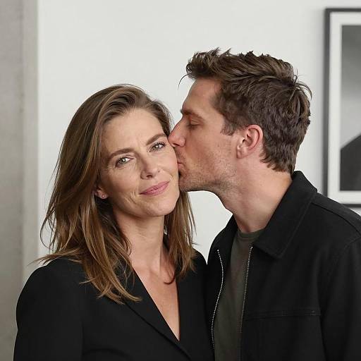 Intimate Moment: Man Kissing Woman's Cheek