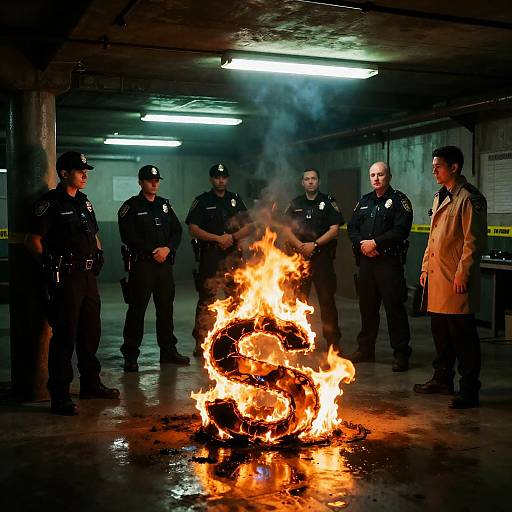 Dramatic Industrial Basement Investigation Scene