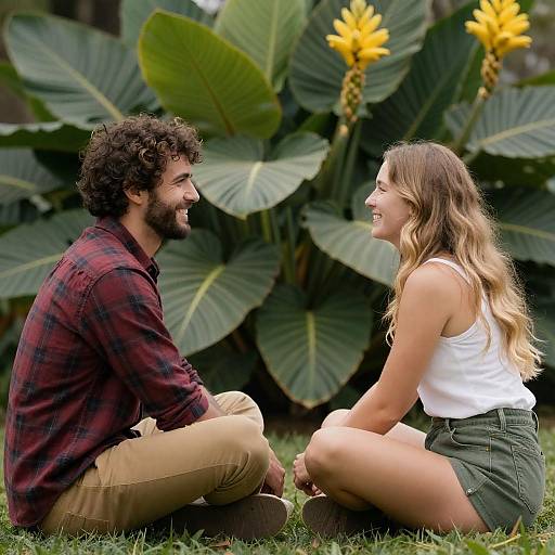 Romantic Garden Moment Between Couple