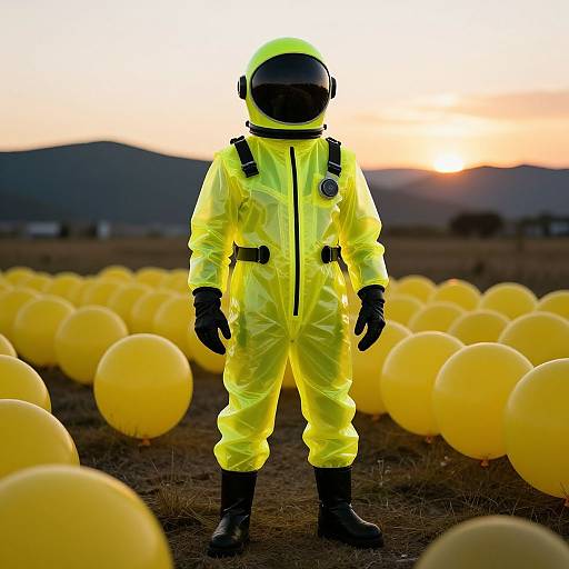 Fluorescent Yellow Latex Spacesuit Sunset
