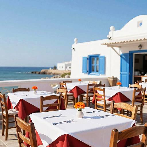 Sunny Seaside Outdoor Restaurant Scene