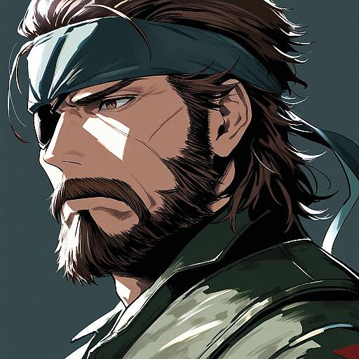 Illustration of Big boss, metal gear (series) in the style of Ataru (cha2batake)
