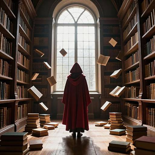 Floating Books in Ancient Library