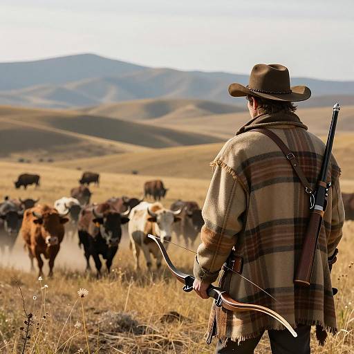 Cinematic Cattle Drive in Western Prairie