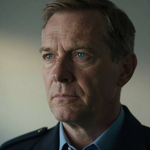 Photograph of a middle-aged man with blue eyes, short brown hair, and a serious expression, wearing a dark suit and light blue shirt.