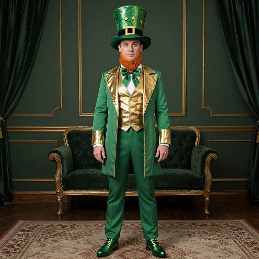 Leprechaun Costume Man in Room