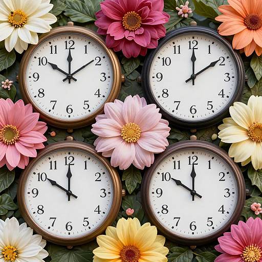 Blooming Clock Faces in Time Gardens
