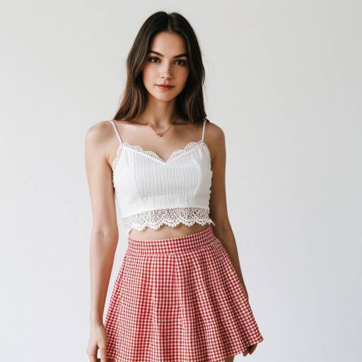 Summer Casual: Lace Top and Gingham Skirt