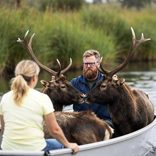 Dynamic Scene: Man, Woman, and Animals