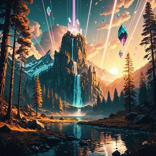 Enchanted Fantasy Landscape at Sunset