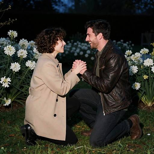 Romantic Nighttime Garden Moment