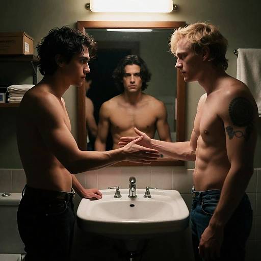 Intense Moment Among Three Men