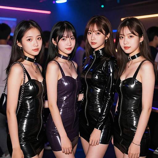 Teens in Latex at Night Party