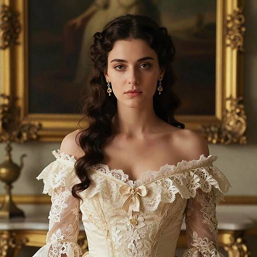 Elegant Vintage Woman in Regal Setting