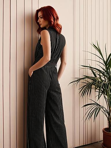Cinematic Fashion: Burgundy Pinstripe Jumpsuit