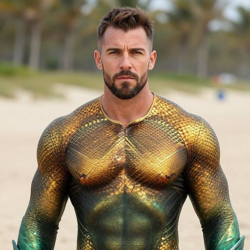 Muscular Male Aquaman Costume Outdoor