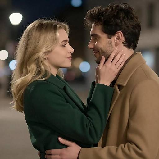 Couple Embracing at Night