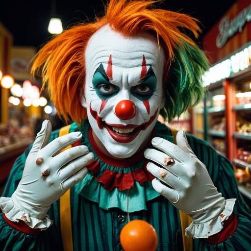 Scary Clown Terrorizing Candy Store