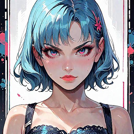 Glaring Iwakura Lain Close-Up Portrait