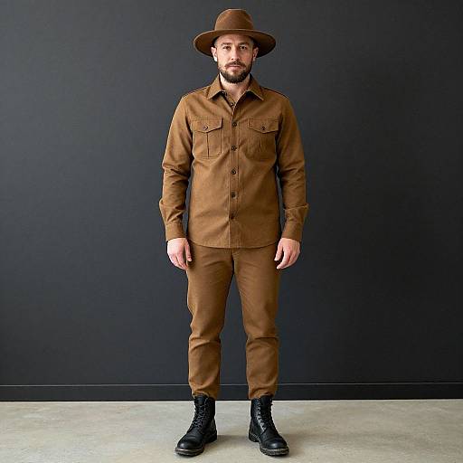 Bearded Man in Brown Outfit